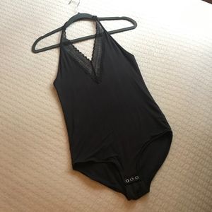 American Eagle Lace Halter Bodysuit (Grey)